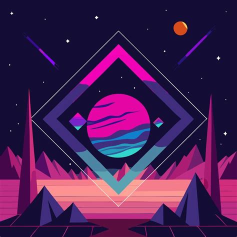 Abstract neon geometric shape background with extraterrestrial ...
