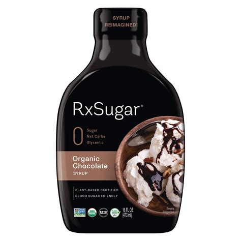 RxSugar Organic Sugar-Free Chocolate Syrup, 16 fl oz, USDA Organic, Non ...
