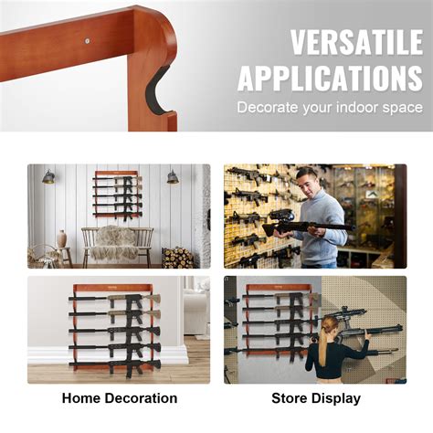 VEVOE Gun Rack 5-Slot Wood Gun Rack Wall Mount Gun Display Rack holds 5 ...