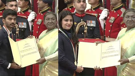 President Murmu honours Major Dhyan Chand Khel Ratna awards to Manu, Gukesh