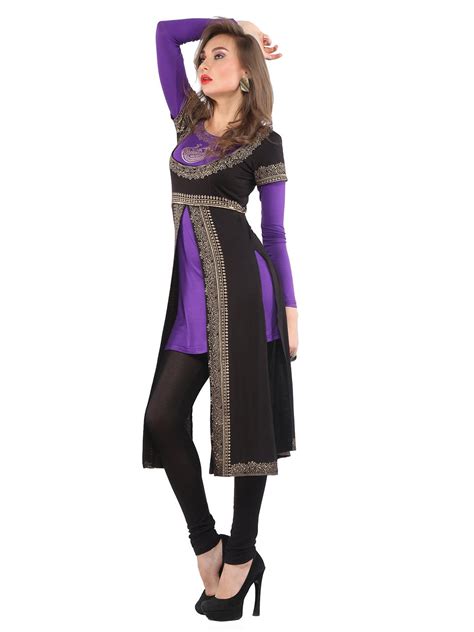 Buy Ira Soleil Women's Viscose Double Layered Kurta with Gold Print (S ...