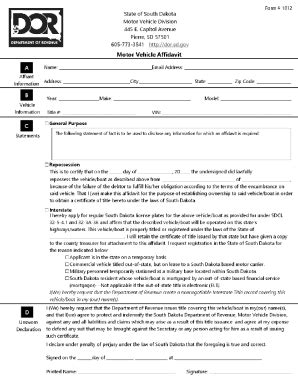 2022-2025 Form SD Motor Vehicle Affidavit Fill Online, Printable ...