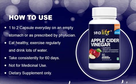 Sea Life Apple Cider Vinegar 500mg Capsules for Weight Loss Management ...