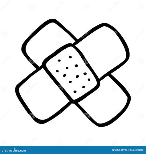 Simple Vector Hand Draw Doodle Sketch, Band Aid, Isolated on White ...