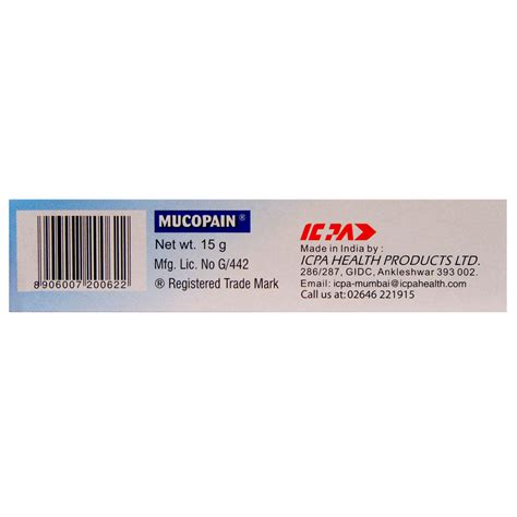 Buy Mucopain Gel online | Uses, Side Effects, Price and substitutes ...