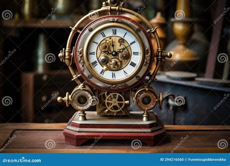 Vintage Clock with Mechanism Vintage Clock with Uncovered Clockwork ...