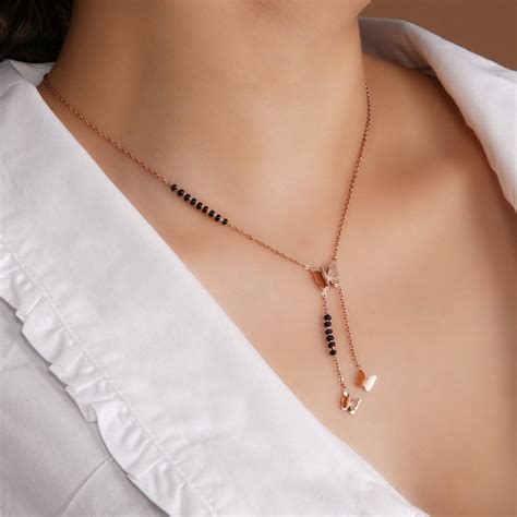 Kavya Butterfly Rosegold Plated Mangalsutra – Swashaa