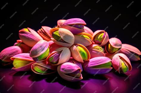 Premium AI Image | Neon colors pistachios dark isolated background