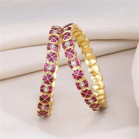 Gold Plated Kundan Silver Bangles | Kundan Stone Silver Bangle Designs ...