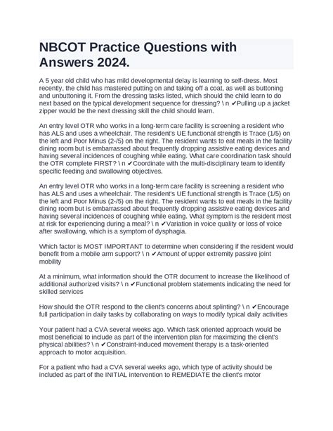 NBCOT Practice Questions with Answers 2024. | Exams Medical Physics ...