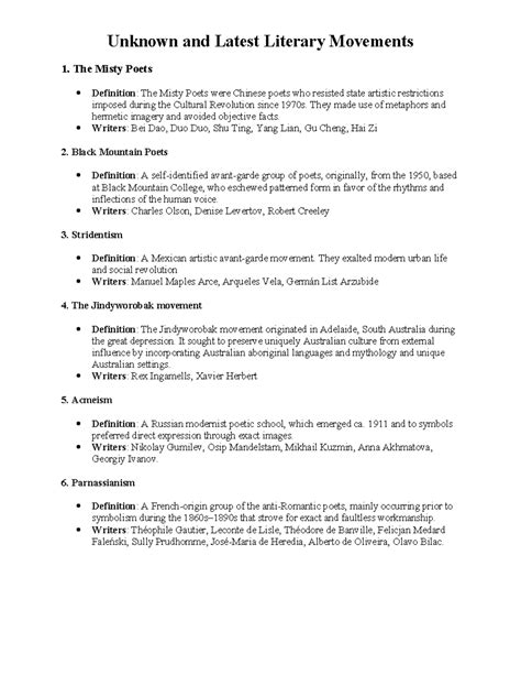 Latest Lit. Mov - lit movements - 1. The Misty Poets Definition: The ...