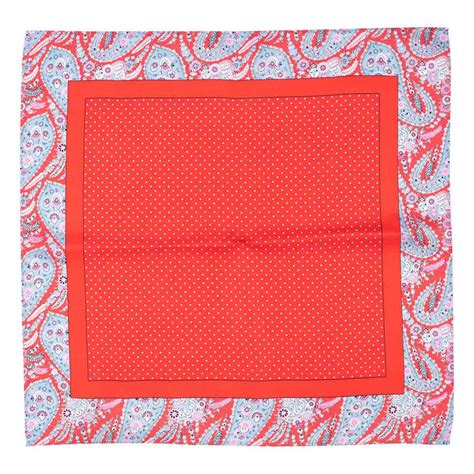 Buy The Tie Hub Tin Red Polka With Paisley Border Silk Pocket Square ...