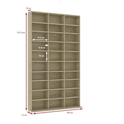 Buy FAMIROSA CD Cabinet with 30 Open Compartments Chipboard DVDs Media ...