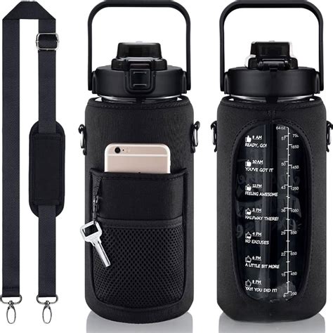 Amazon.com: Rewfig Water Bottle Half Gallon with Strap with Storage ...