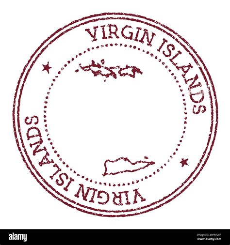 Virgin Islands round rubber stamp with island map. Vintage red passport ...