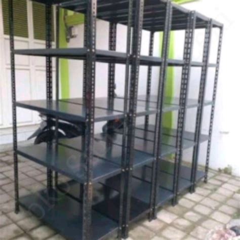 Jual Rak Dinding Hitam Besi Susun Rack Black Lubang Siku Display ...