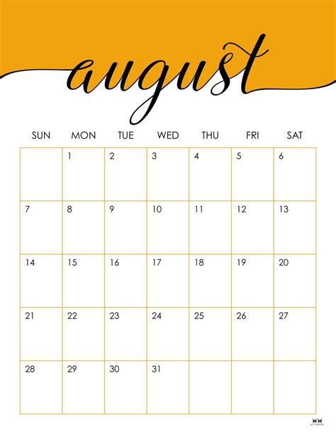 August 2022 Calendars - 33 FREE Printables | Printabulls