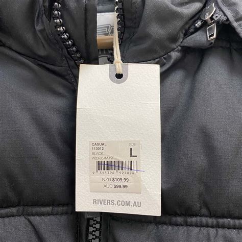Rivers Mens Black Puffer Jacket. Size L(s)