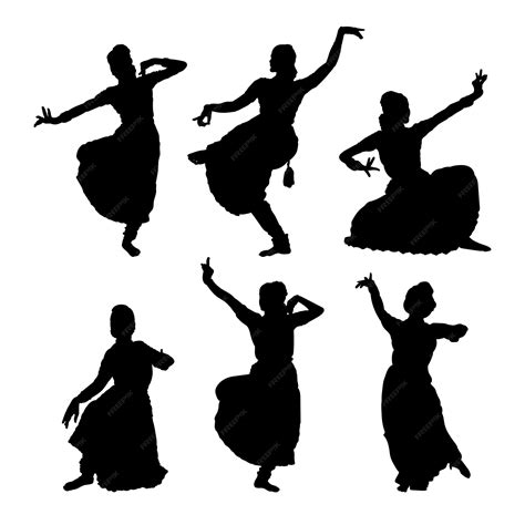 Premium Vector | Set of silhouettes of indian dance , bharatanatyam