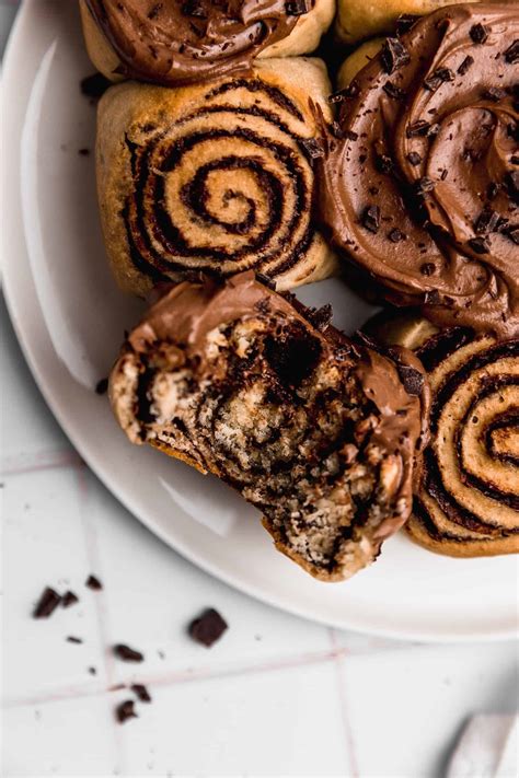 Soft Chocolate Cinnamon Rolls with Chocolate Frosting | Cravings Journal