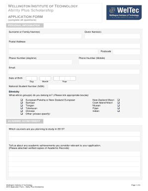 Fillable Online WELLINGTON INSTITUTE OF TECHNOLOGY Fax Email Print ...