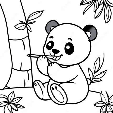 Cute Panda Eating Bamboo Coloring Page (48464-38325)
