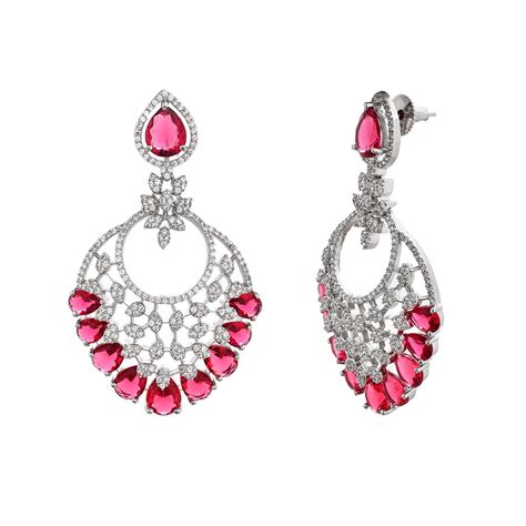 Sparkling Elegance Red Cz Studded Statement Earrings – VOYLLA
