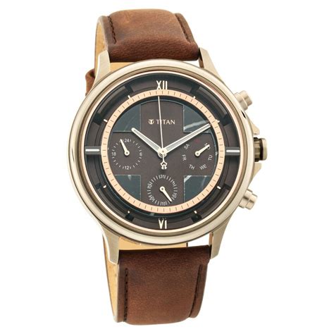 Titan Grandmaster Brown Dial Quartz Multifunction Leather Strap watch ...