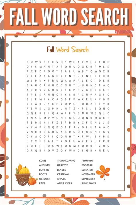 Easy Fall Word Search
