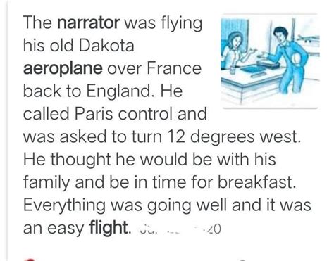 describe the flight of the narrator in the black aeroplane - Brainly.in