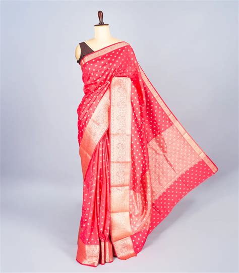 Peach Woven Art Tussar Silk Saree With Floral Motifs-BL4622
