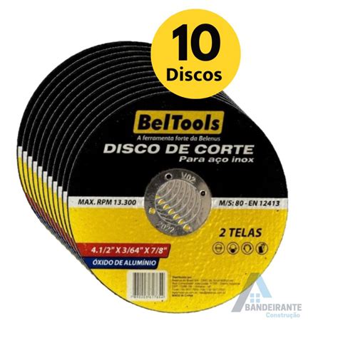 Kit 10 Discos de Corte Fino Inox 4.1/2 x 3/64 x 7/8 Beltools – Para Aço ...