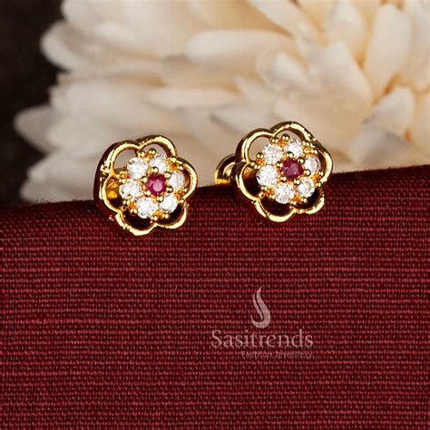 Micro Gold Plated Scalloped Floral AD Stud Earrings – Sasitrends