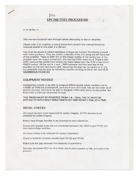 Bss Test Procedure | PDF