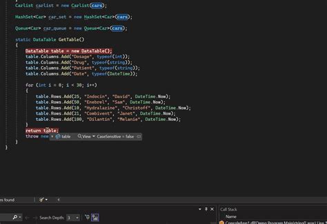 Visual Basic DataTable 的图像结果