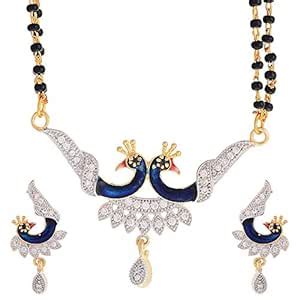 Buy Sitashi 18 K Gold Plated Alloy and American Diamond Leaf Design ...