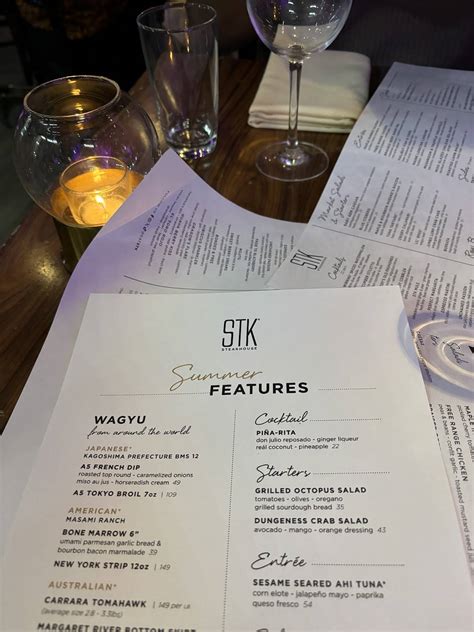 Menu at STK Steakhouse, Dallas