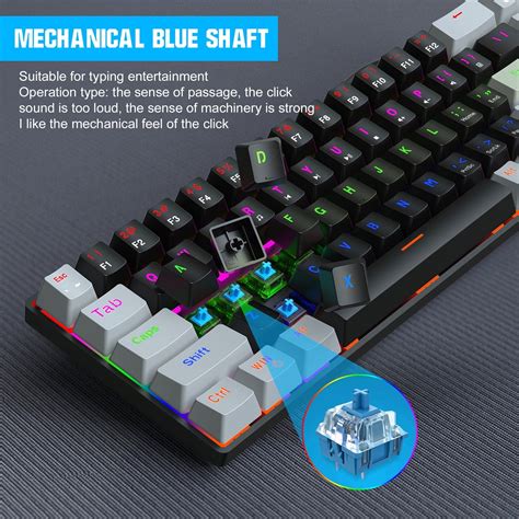 Buy Buodes Wireless Keyboard Mouse Combo 68 Key Mechanical Keyboard ...