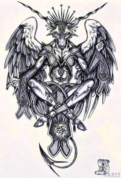 巴弗灭纹身图案及手稿 最著名的恶魔之一_纹身图片网