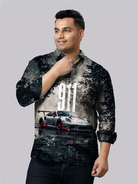 Buy Racing Car Printed Party Wear Men's Plus Size Full Shirt Online ...