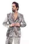 Buy White Velvet Forest Print Blazer For Men by Nirmooha Online at Aza ...
