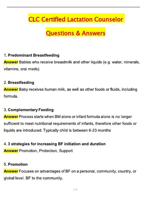 CLC-Certified Lactation Counselor Exam Actual 2025 Complete Questions ...