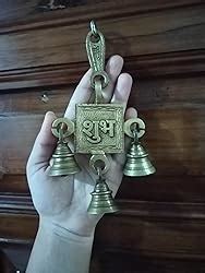 Two Moustaches Brass Shubh Labh Door Hanging Bells Set, Hanging Bells ...