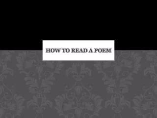 Image result for How to Read Poem