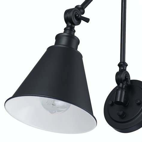 allen + roth Halterman 6.7-in W 1 -Light Matte Black Farmhouse Wall ...