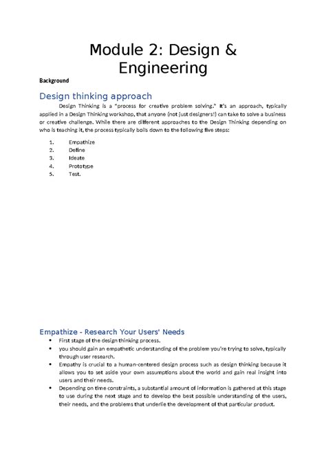 Module 2 sample answers - Module 2: Design & Engineering Background ...