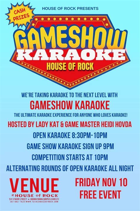 Gameshow Karaoke hosted by Kat & Heidi , House of Rock, Corpus Christi ...