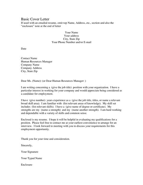 Image result for Basic Cover Letter Examples