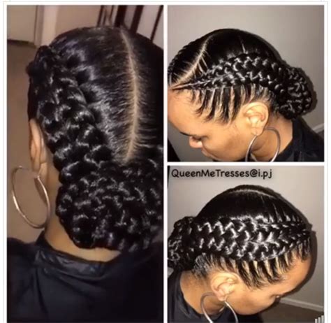 2 French Braids Black Hairstyles - Fade Haircut Styles