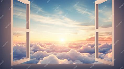 Vista de janela aberta do céu com nuvens nascer do sol | Foto Premium